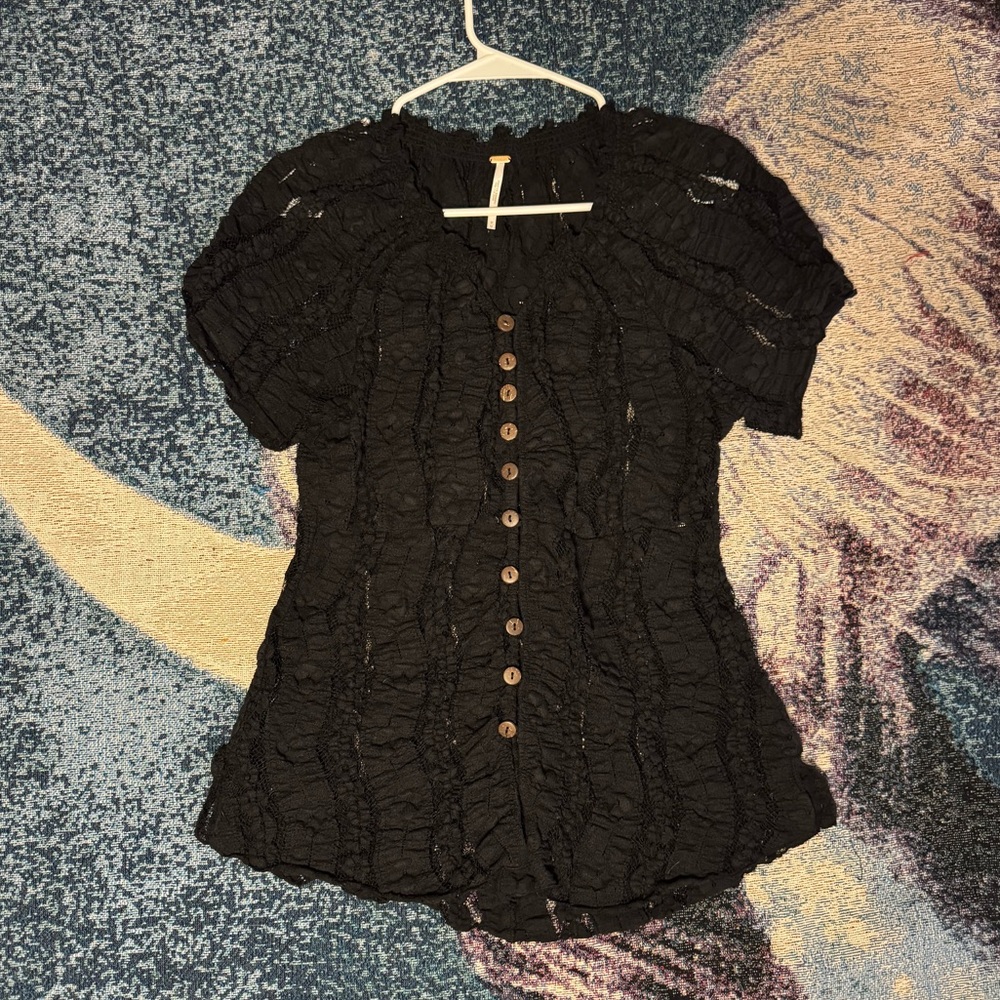 Free People lacy button up top